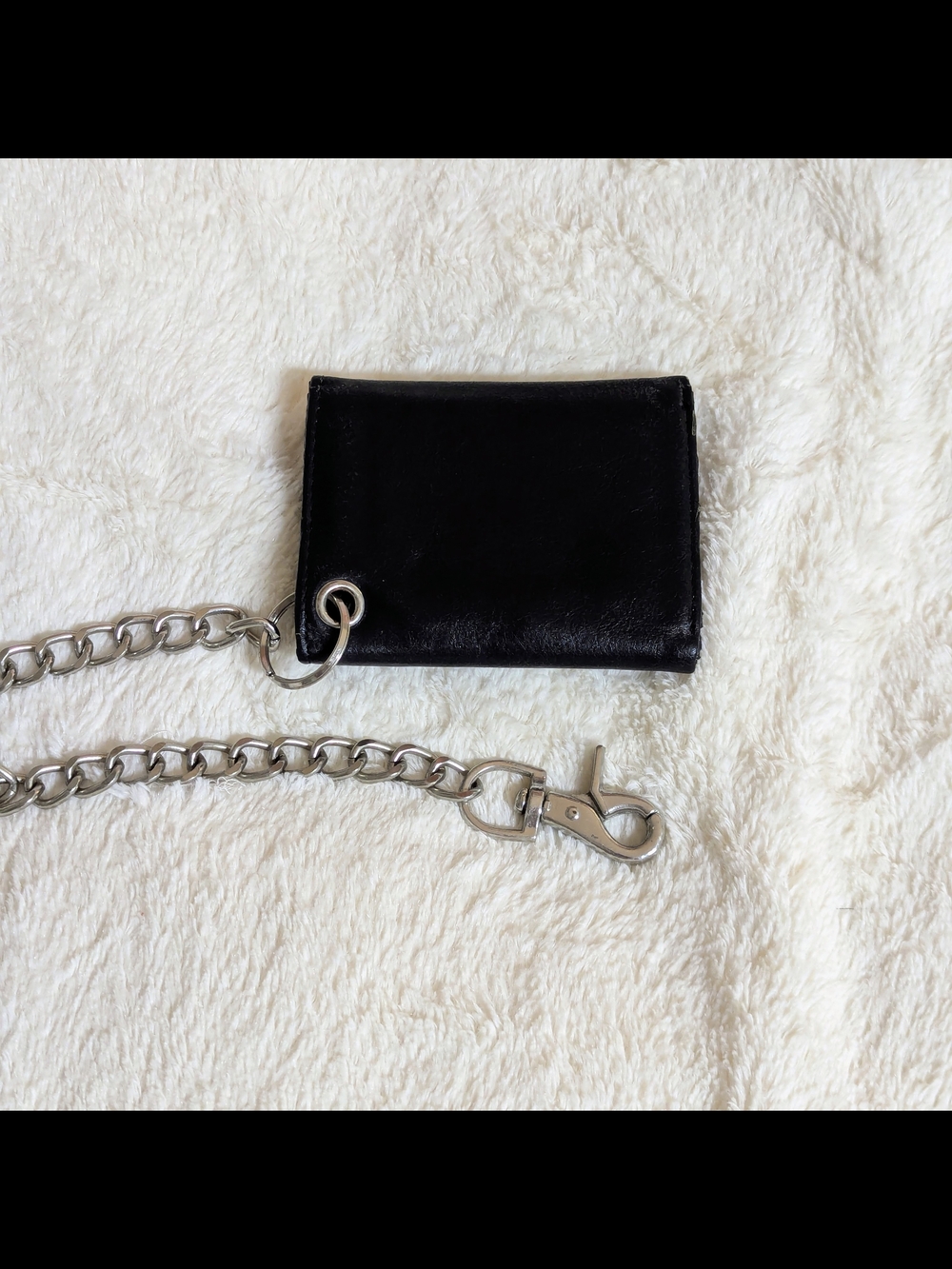 Black Leather Chain Wallet with Silver Hardware - Picture 2 of 14